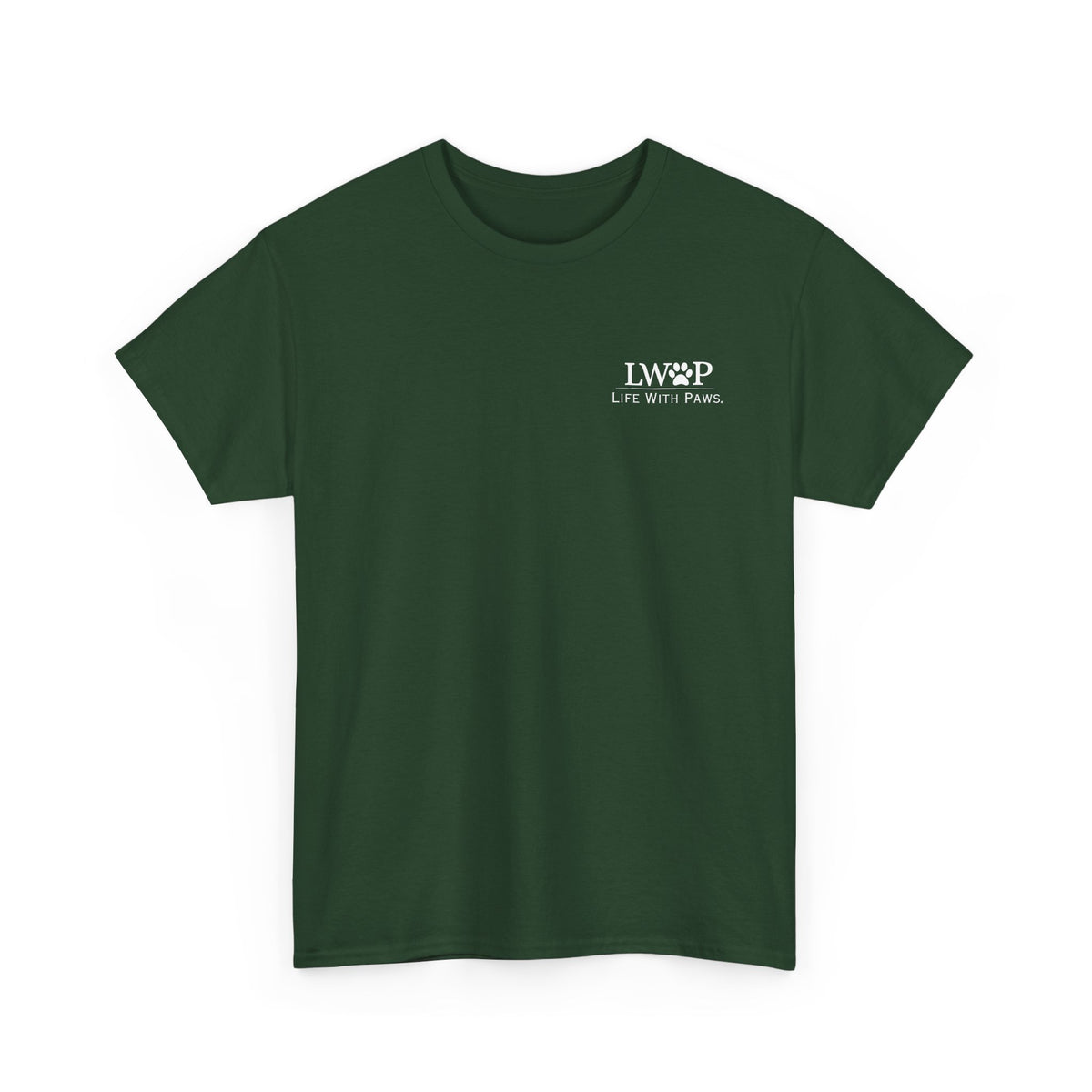 Life With Paws (LWOP) Pet Care T-Shirt — 'Life With Paws' Logo & Home Illustration