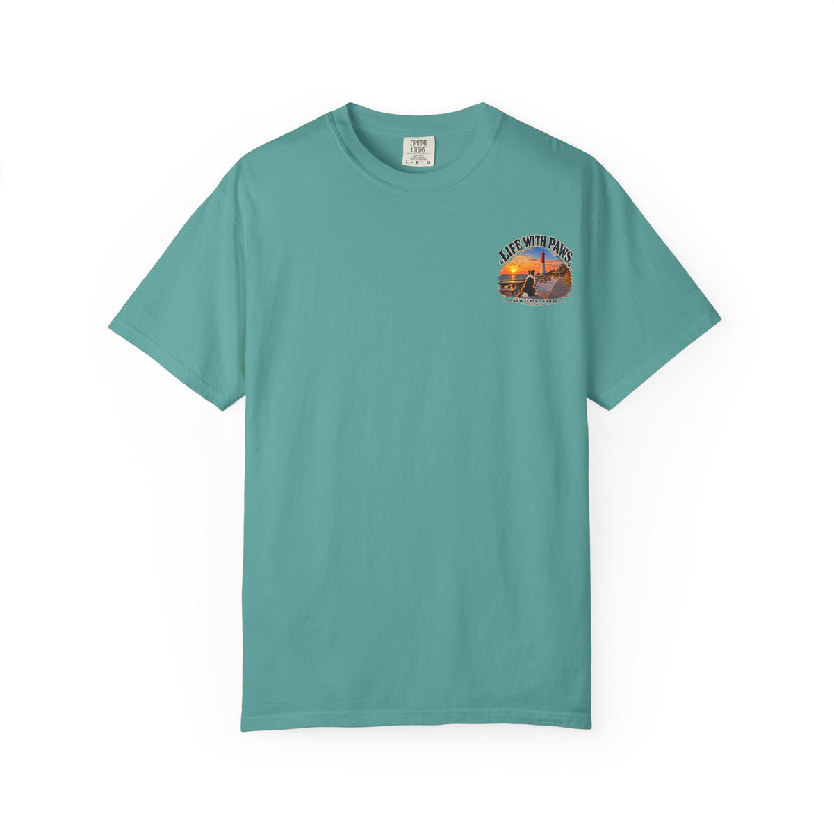 Life With Paws T-Shirt — New Jersey Shore Dog Sunset Tee