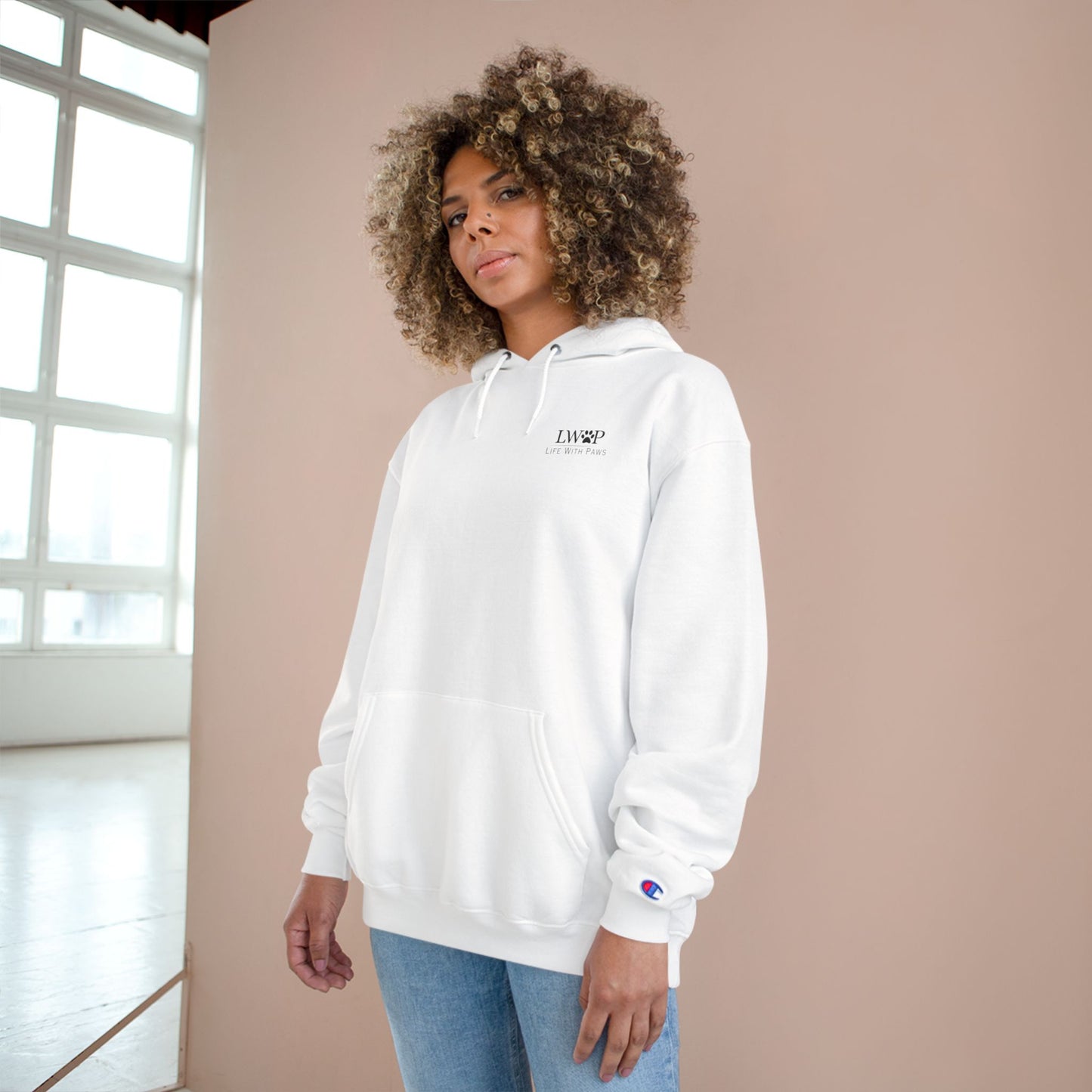 Life With Paws Champion Hoodie — Pet Grooming Logo Pullover ("Where Pets Feel Fabulous")