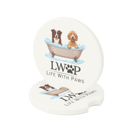 Soapstone Car Coaster — "Life With Paws" Pet Grooming Cup Coaster