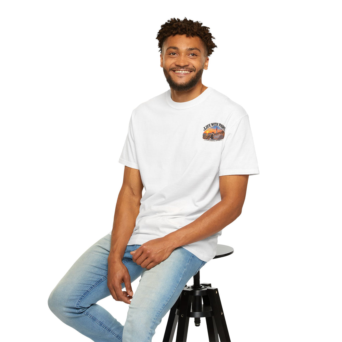 Life With Paws T-Shirt — New Jersey Shore Dog Sunset Tee