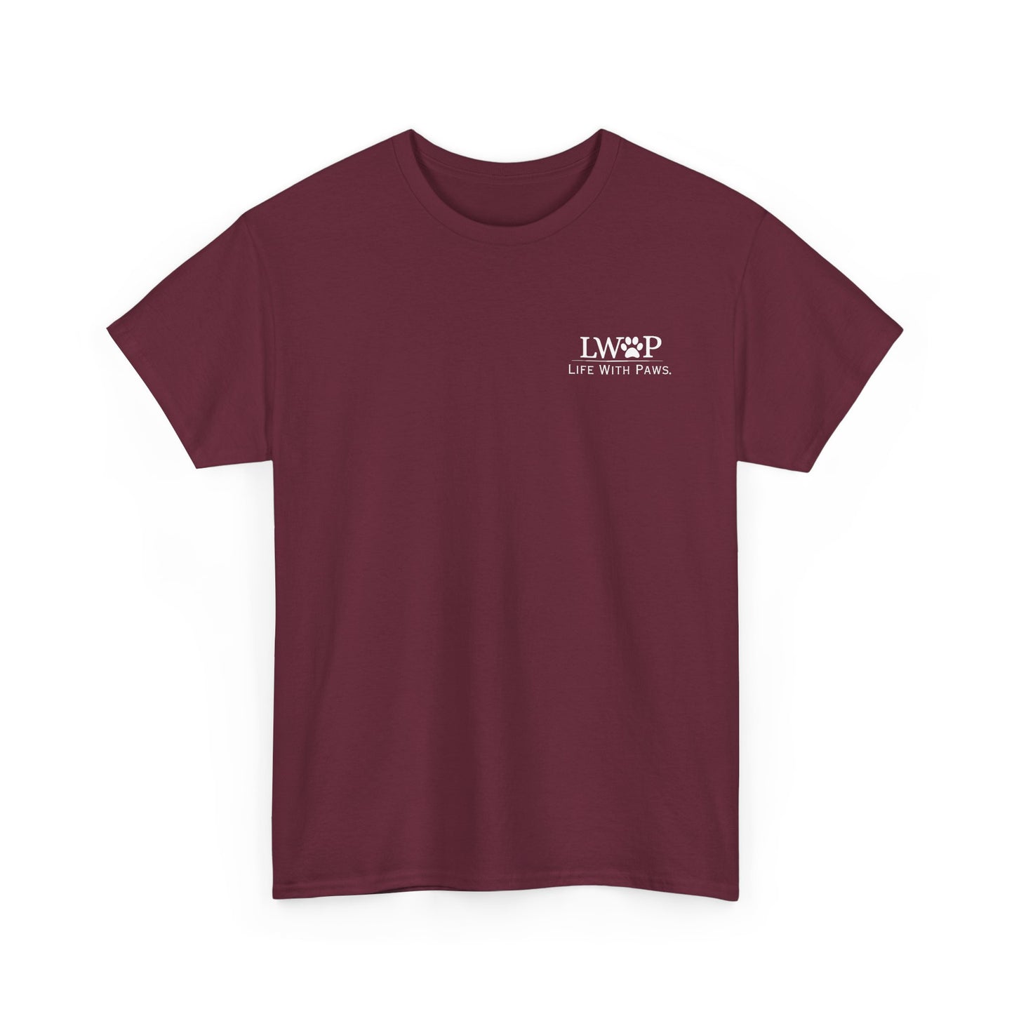 Life With Paws (LWOP) Pet Care T-Shirt — 'Life With Paws' Logo & Home Illustration