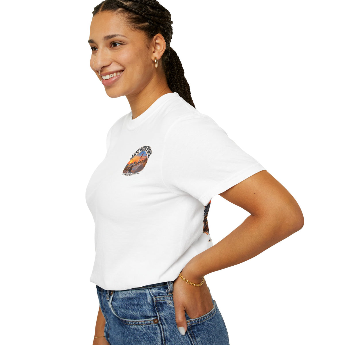 Life With Paws T-Shirt — New Jersey Shore Dog Sunset Tee