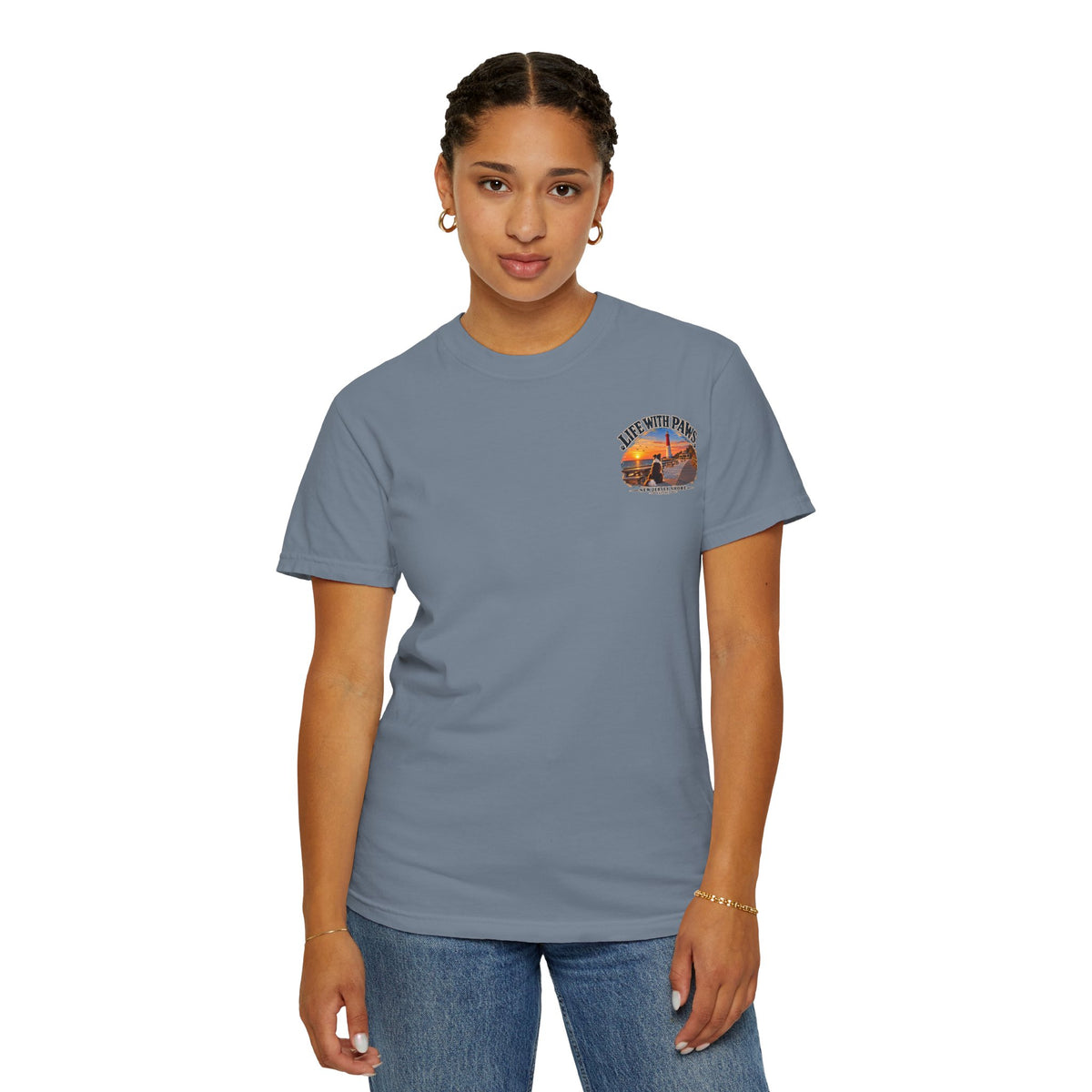 Life With Paws T-Shirt — New Jersey Shore Dog Sunset Tee