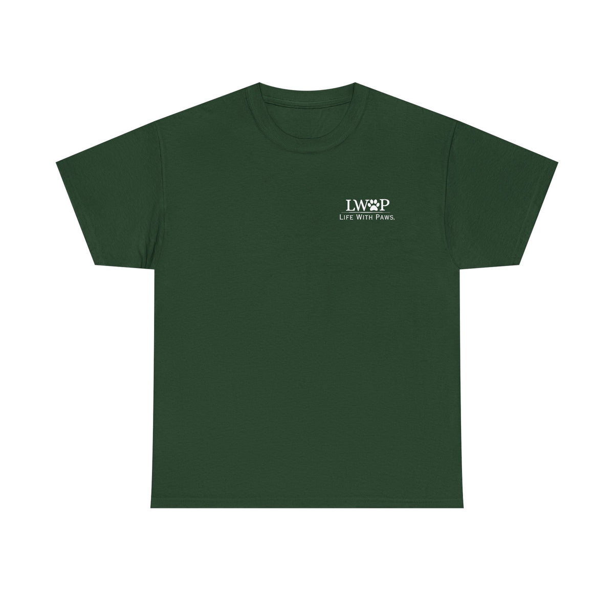 Life With Paws (LWOP) Pet Care T-Shirt — 'Life With Paws' Logo & Home Illustration