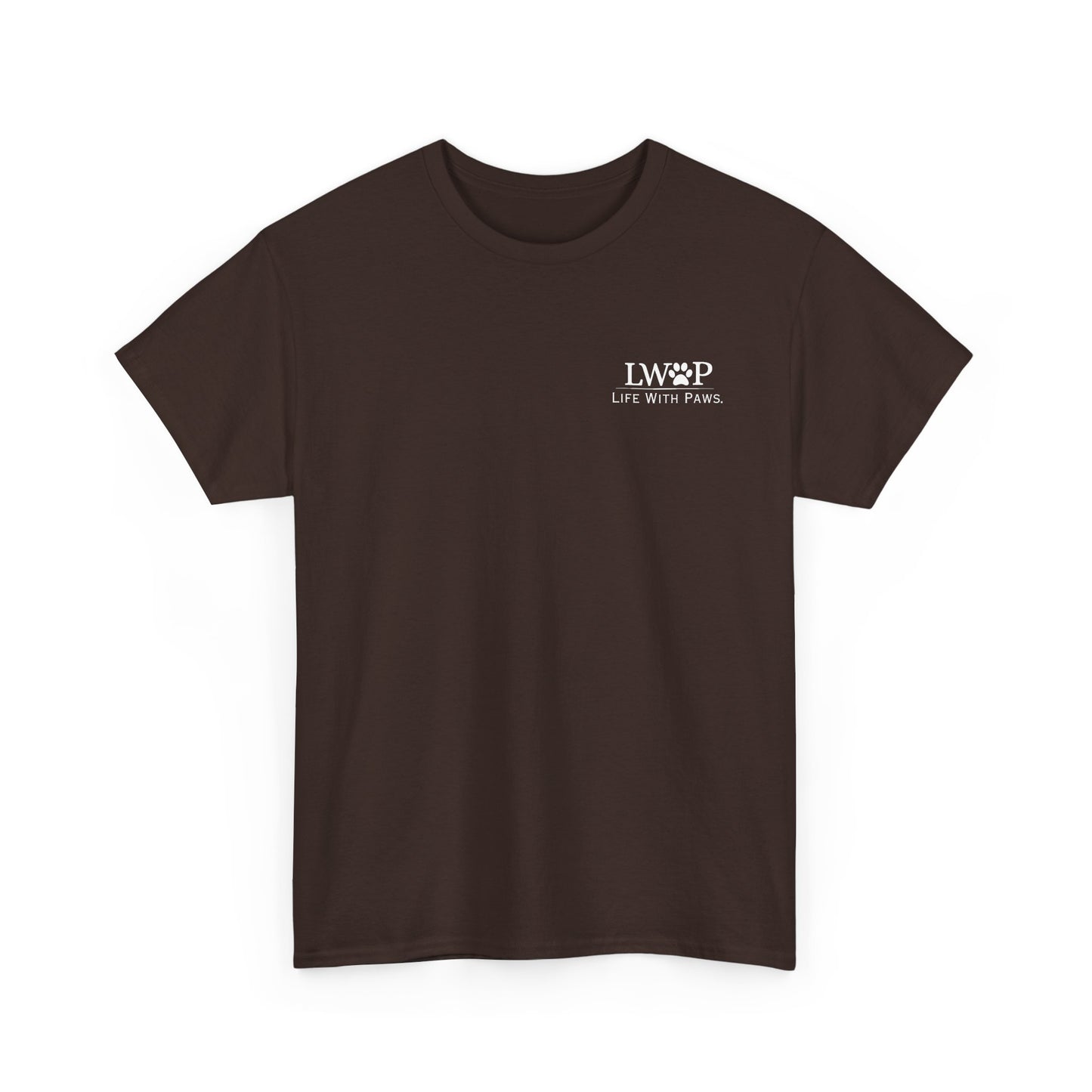 Life With Paws (LWOP) Pet Care T-Shirt — 'Life With Paws' Logo & Home Illustration