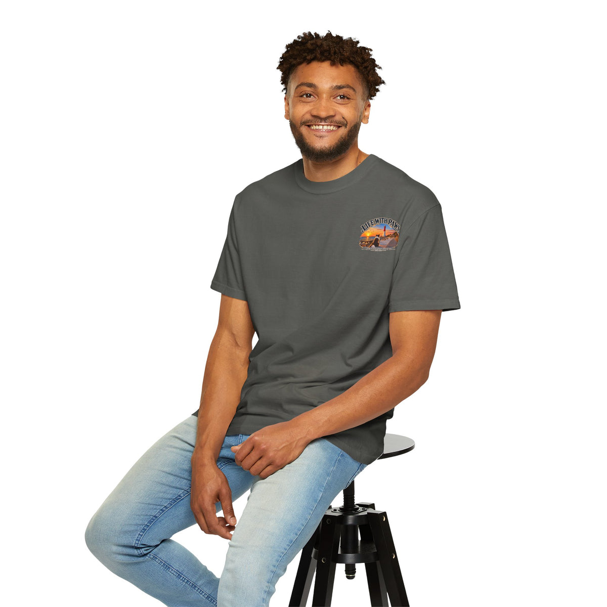 Life With Paws T-Shirt — New Jersey Shore Dog Sunset Tee