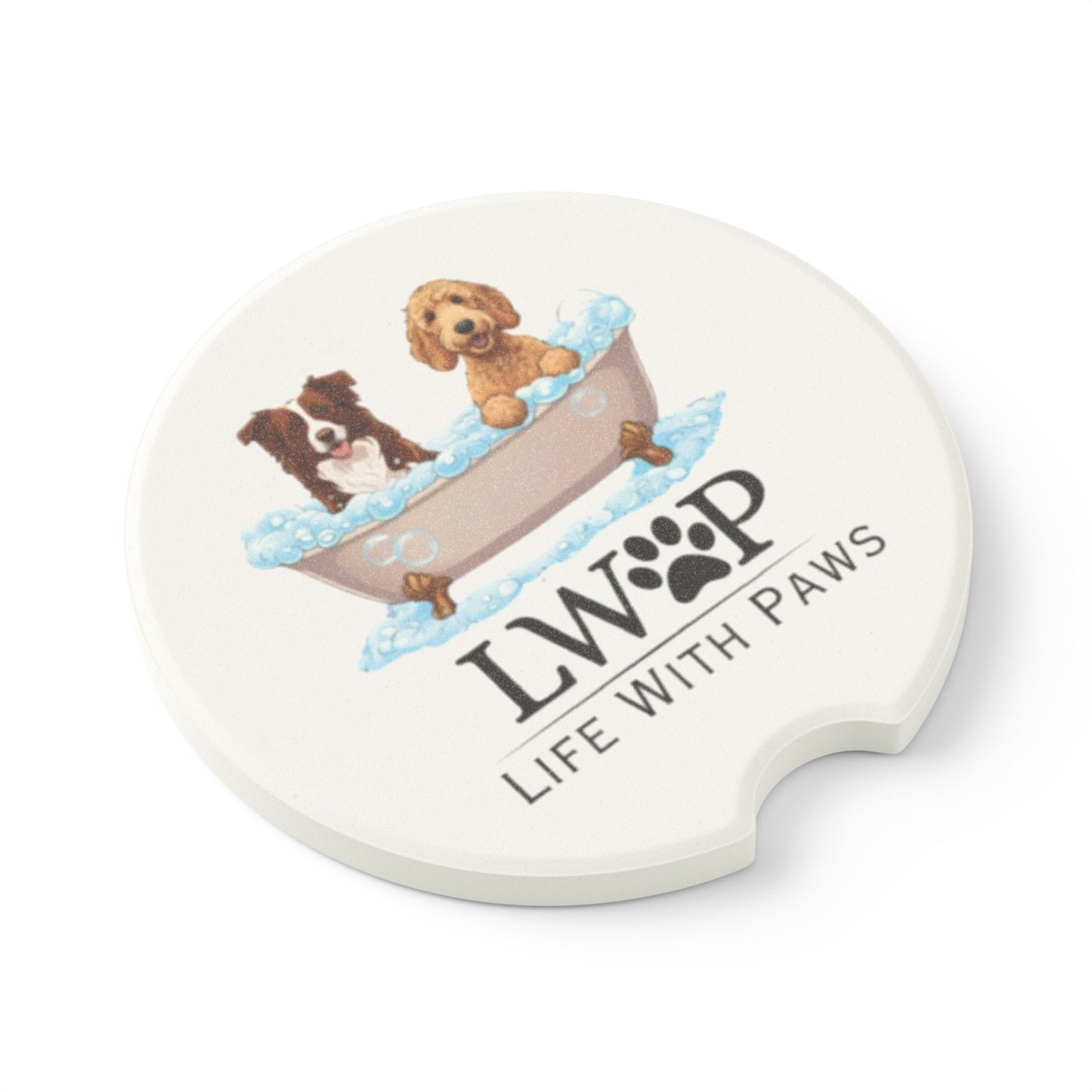 Soapstone Car Coaster — "Life With Paws" Pet Grooming Cup Coaster