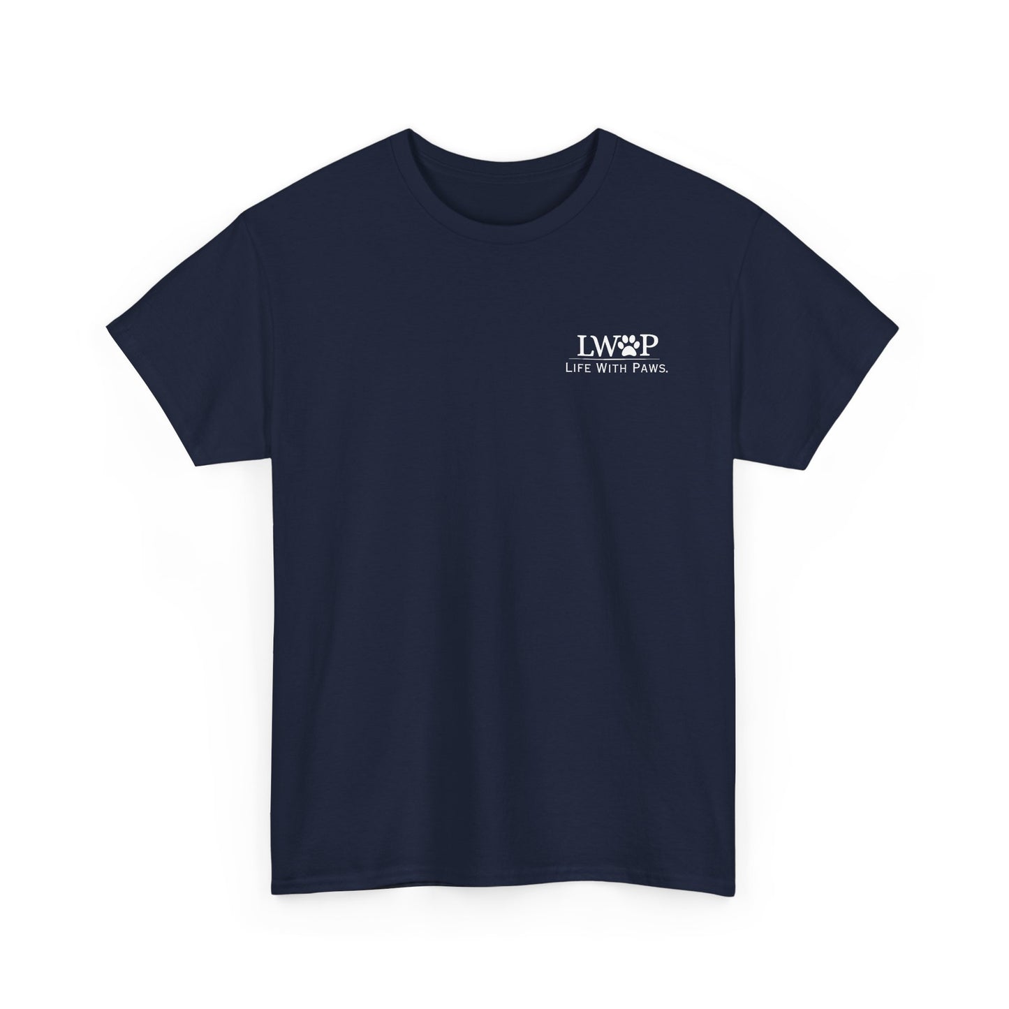 Life With Paws (LWOP) Pet Care T-Shirt — 'Life With Paws' Logo & Home Illustration