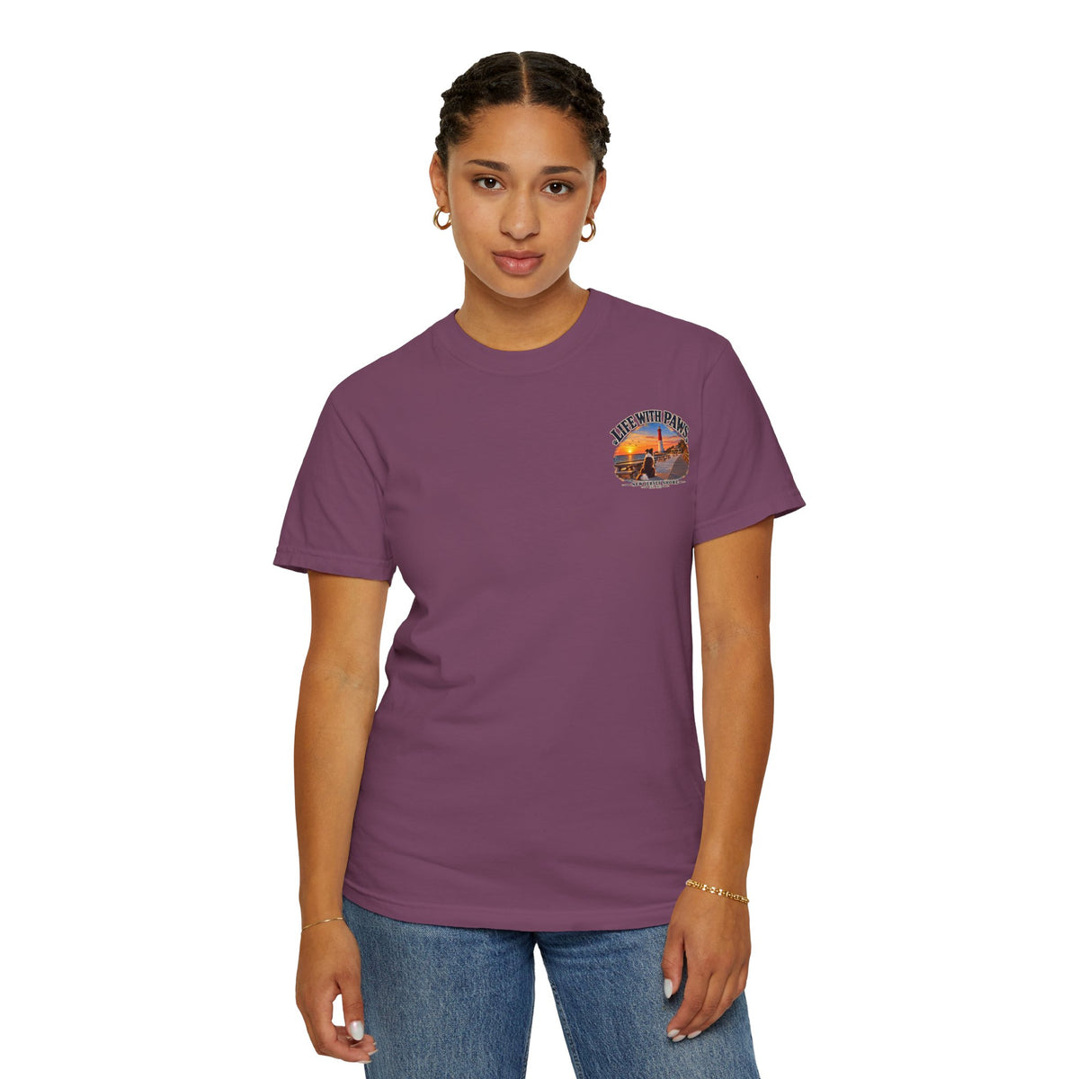 Life With Paws T-Shirt — New Jersey Shore Dog Sunset Tee
