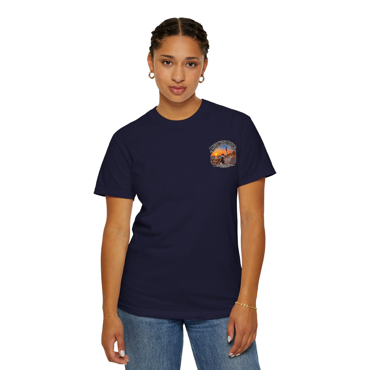 Life With Paws T-Shirt — New Jersey Shore Dog Sunset Tee