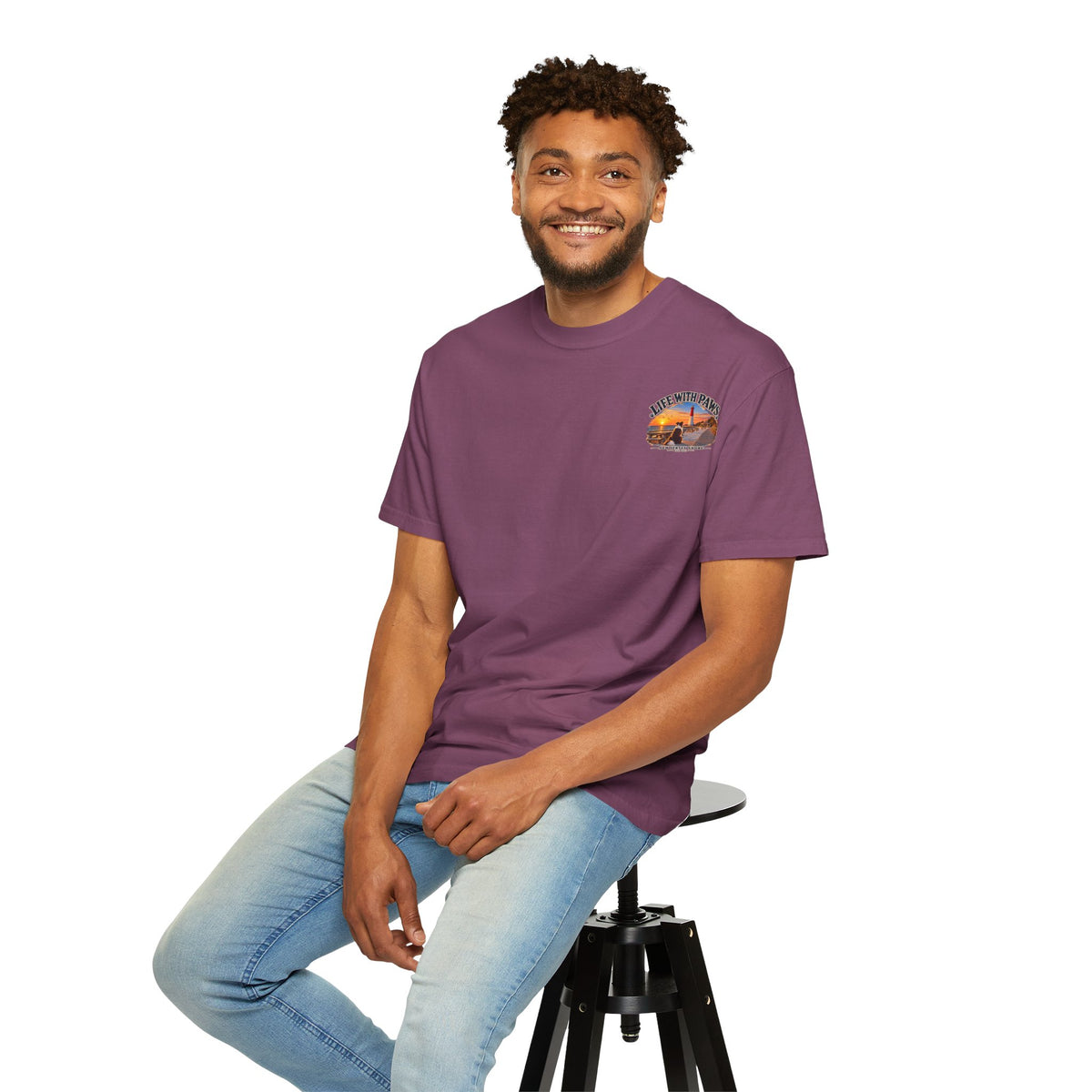 Life With Paws T-Shirt — New Jersey Shore Dog Sunset Tee