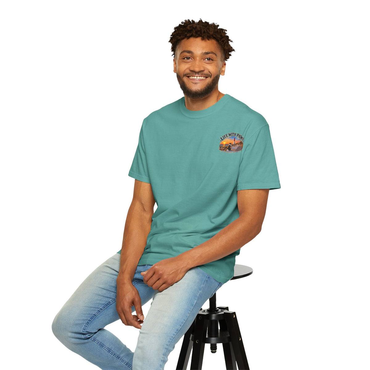 Life With Paws T-Shirt — New Jersey Shore Dog Sunset Tee