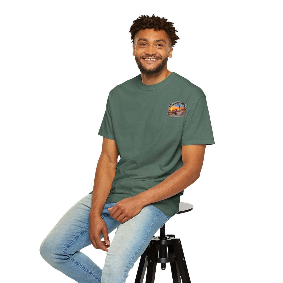 Life With Paws T-Shirt — New Jersey Shore Dog Sunset Tee