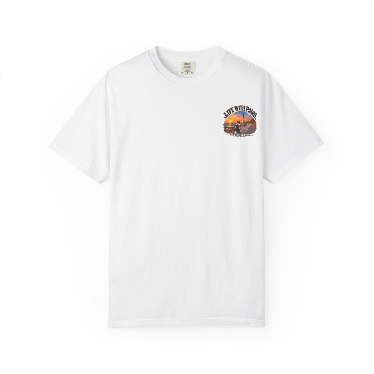 Life With Paws T-Shirt — New Jersey Shore Dog Sunset Tee