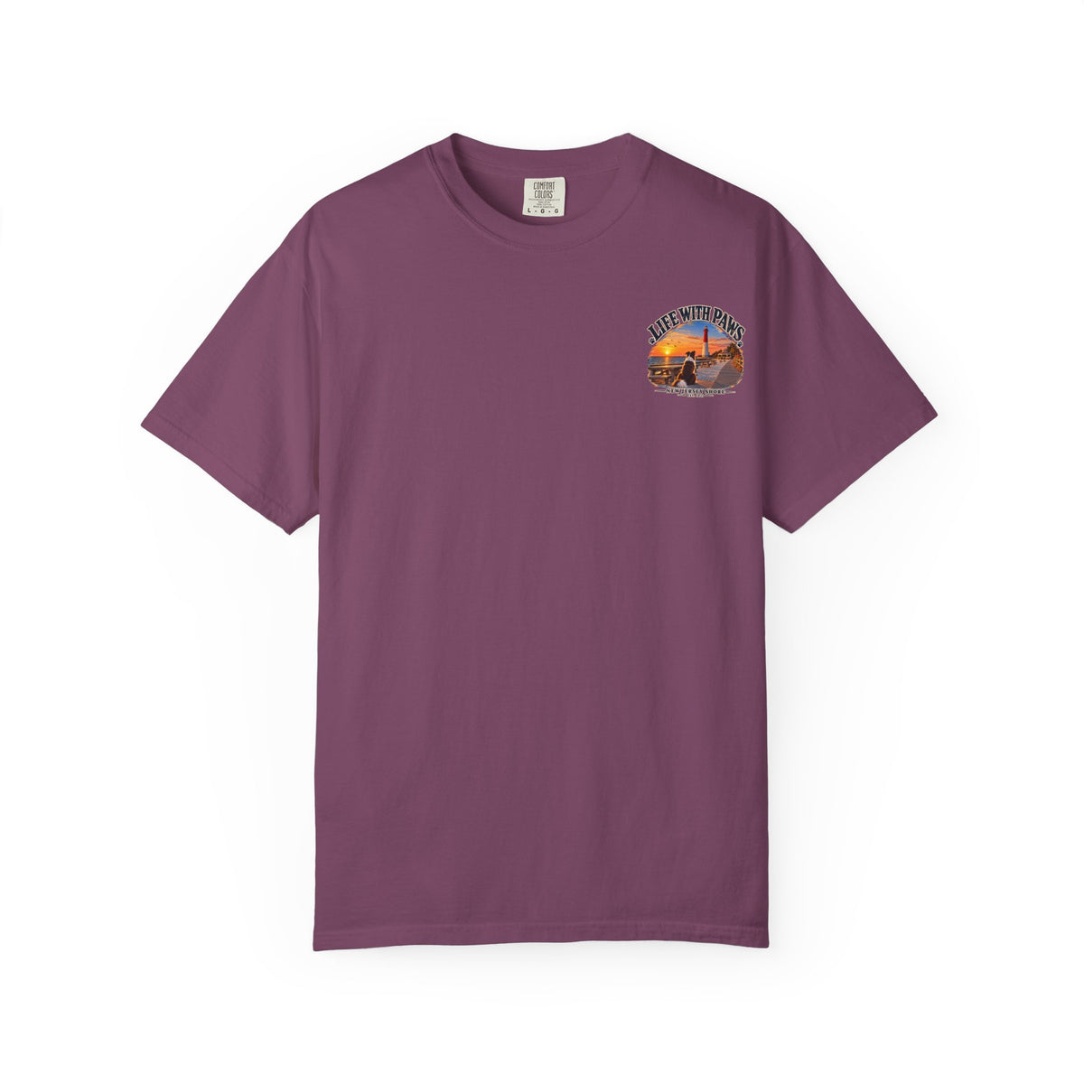 Life With Paws T-Shirt — New Jersey Shore Dog Sunset Tee