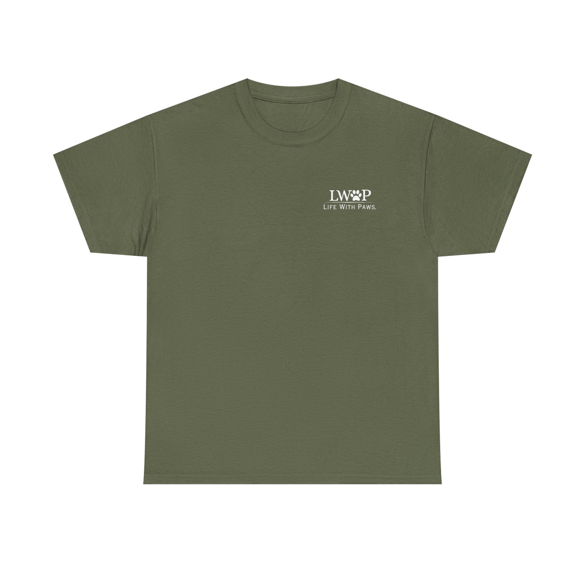 Life With Paws (LWOP) Pet Care T-Shirt — 'Life With Paws' Logo & Home Illustration