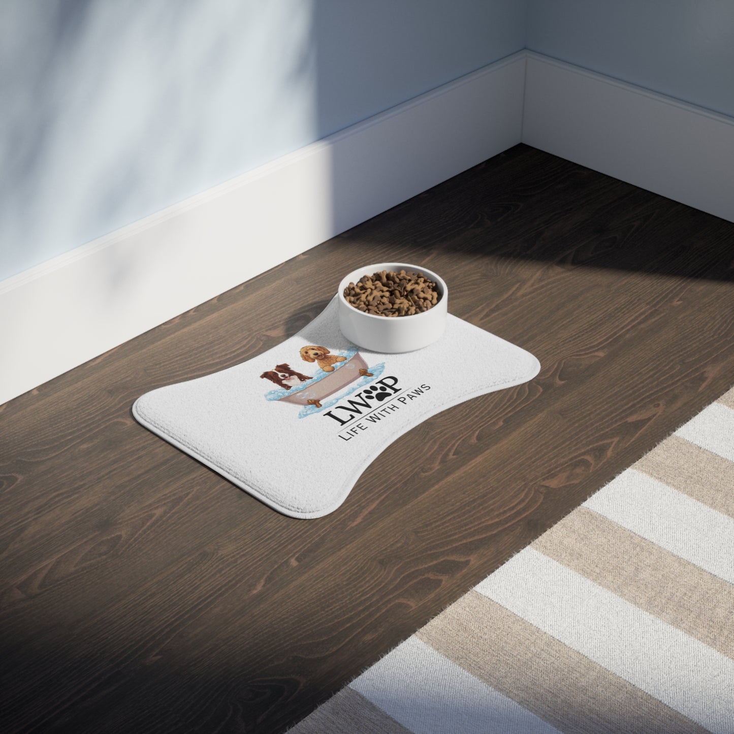 Life With Paws Dog Feeding Mat — Non-Slip Pet Food Placemat with Logo