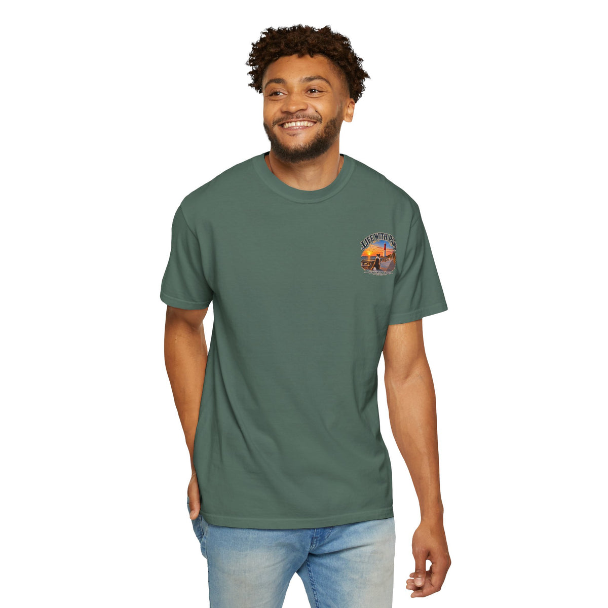Life With Paws T-Shirt — New Jersey Shore Dog Sunset Tee