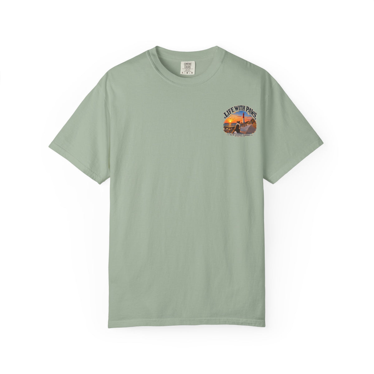 Life With Paws T-Shirt — New Jersey Shore Dog Sunset Tee