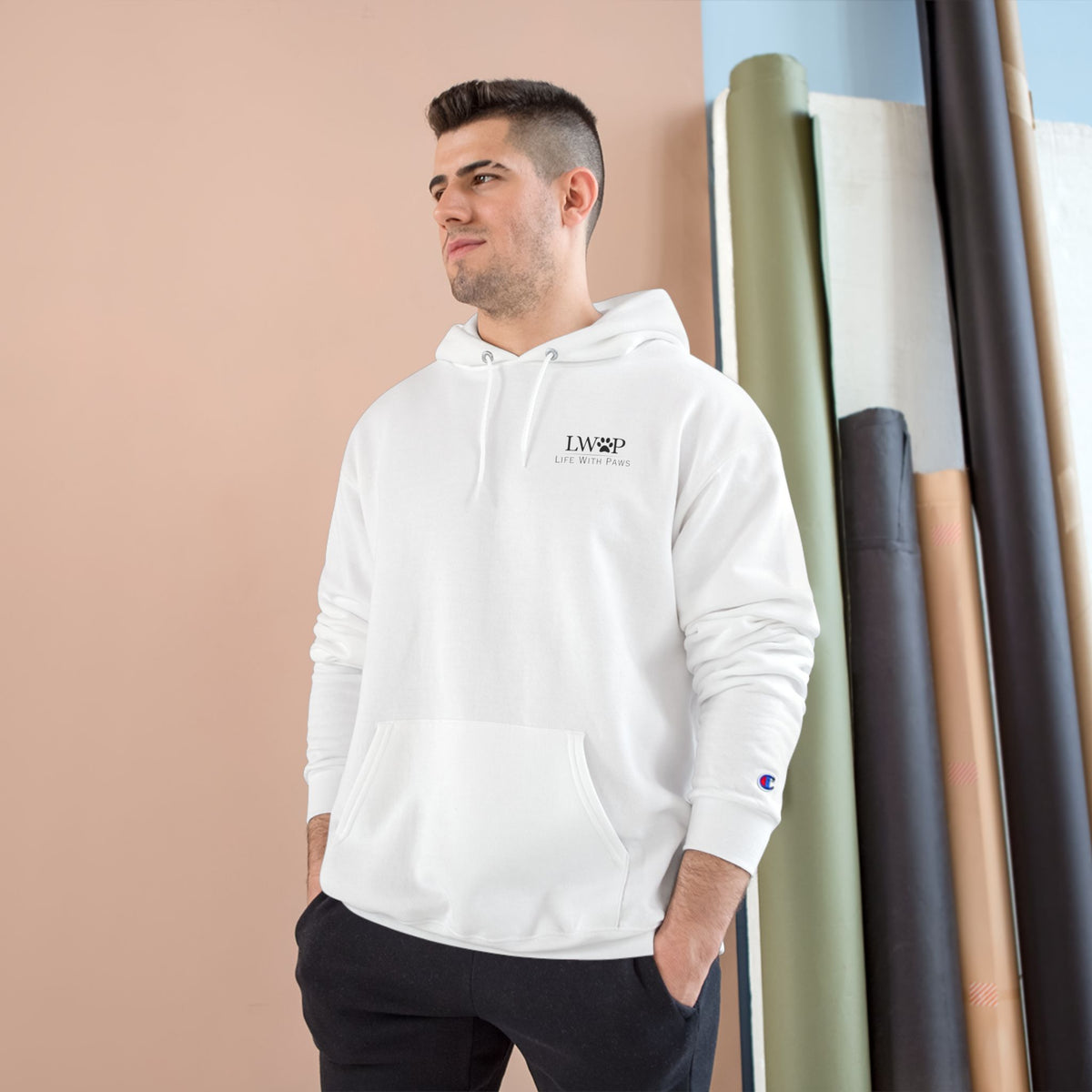 Life With Paws Champion Hoodie — Pet Grooming Logo Pullover ("Where Pets Feel Fabulous")