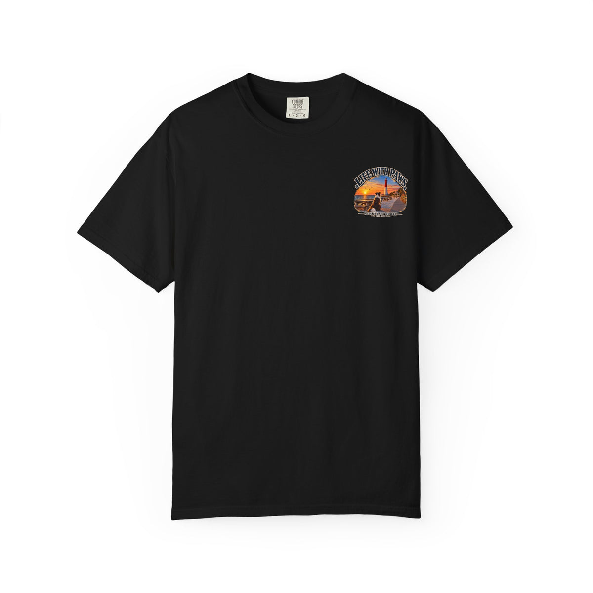 Life With Paws T-Shirt — New Jersey Shore Dog Sunset Tee