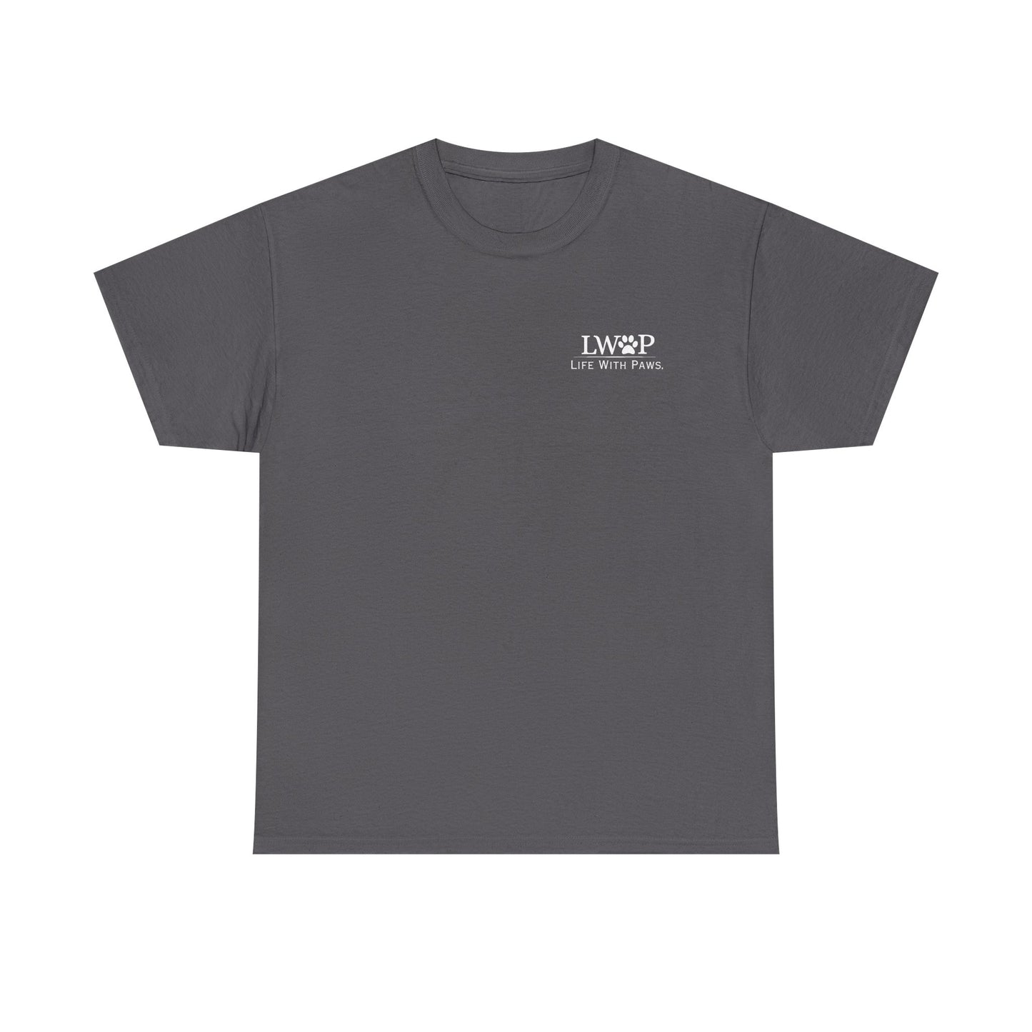 Life With Paws (LWOP) Pet Care T-Shirt — 'Life With Paws' Logo & Home Illustration