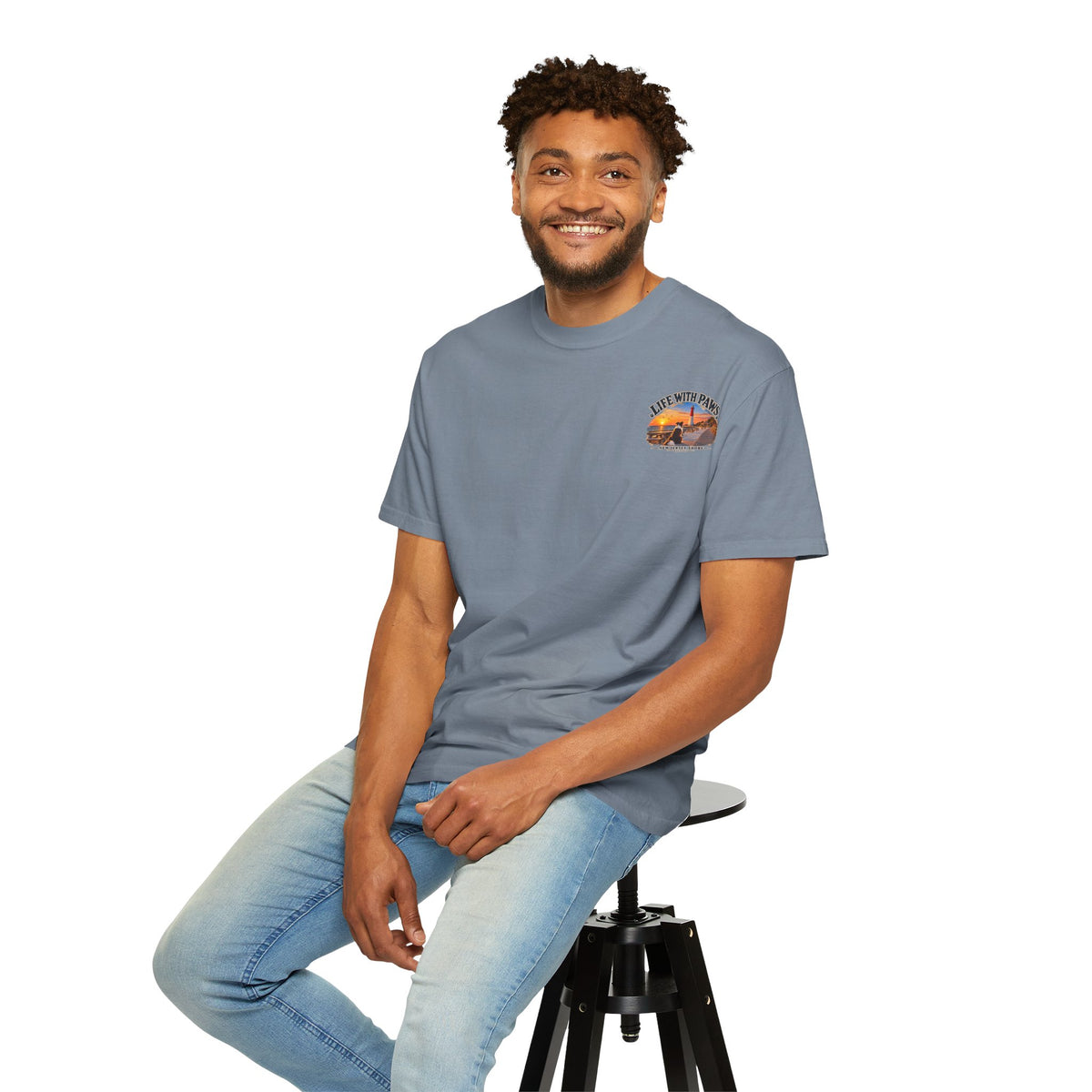 Life With Paws T-Shirt — New Jersey Shore Dog Sunset Tee