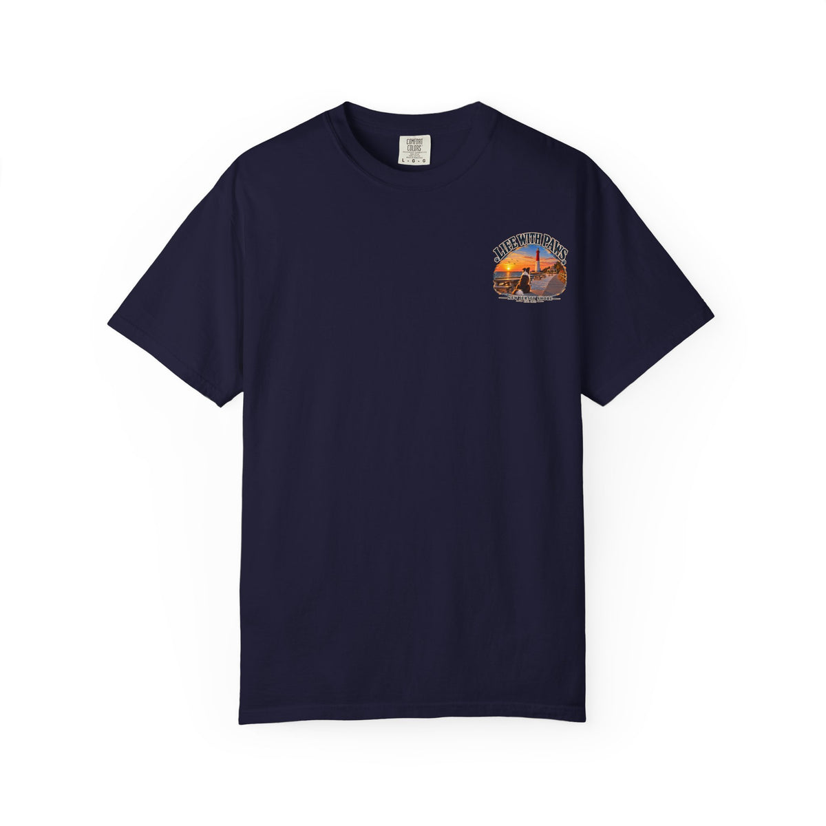 Life With Paws T-Shirt — New Jersey Shore Dog Sunset Tee