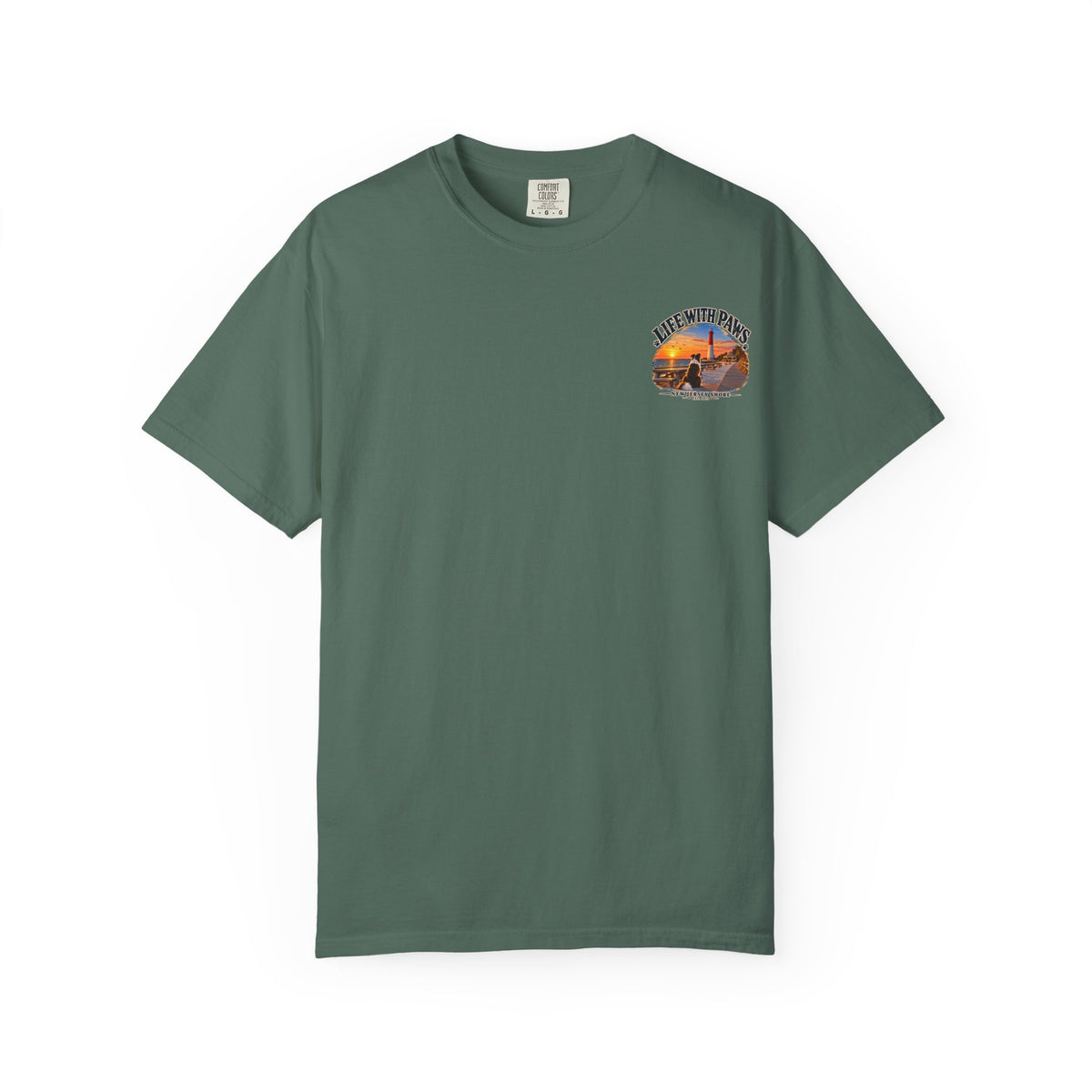 Life With Paws T-Shirt — New Jersey Shore Dog Sunset Tee