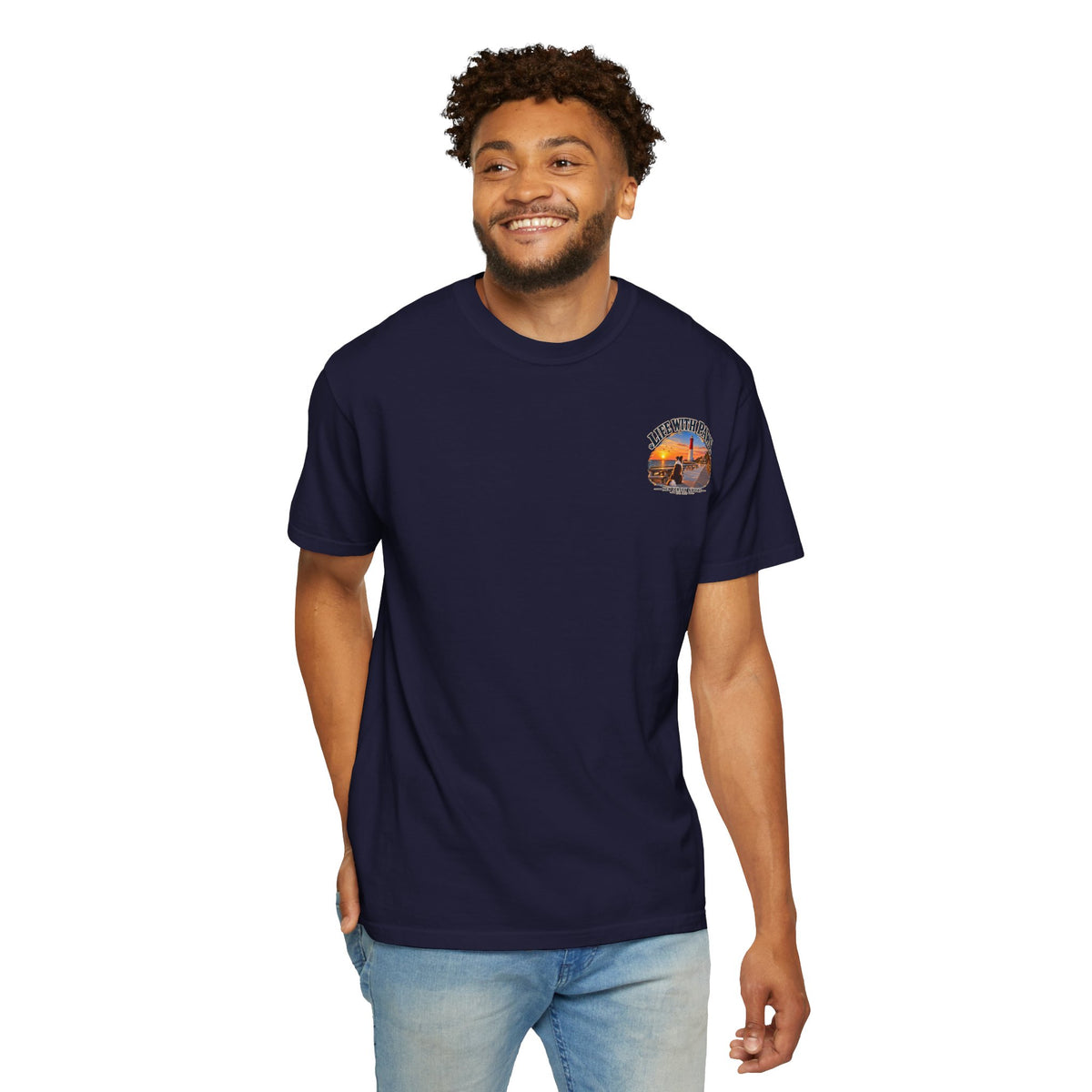 Life With Paws T-Shirt — New Jersey Shore Dog Sunset Tee