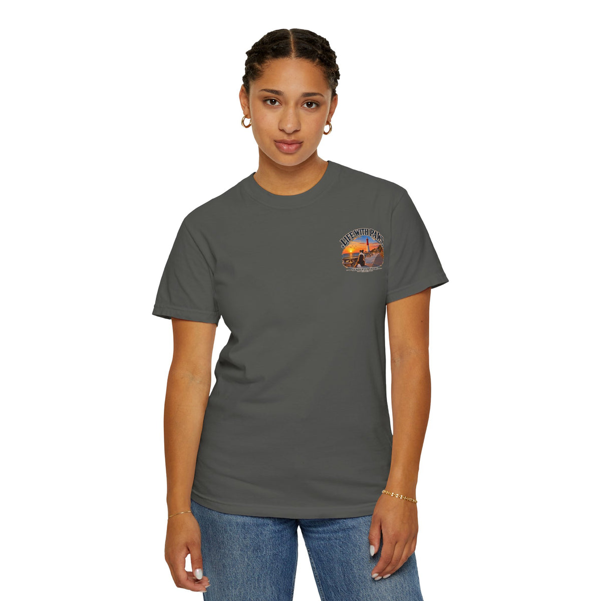 Life With Paws T-Shirt — New Jersey Shore Dog Sunset Tee