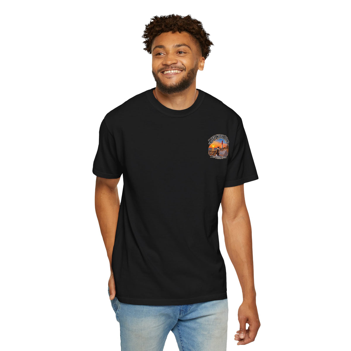 Life With Paws T-Shirt — New Jersey Shore Dog Sunset Tee