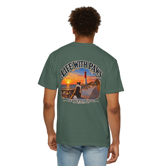 Life With Paws T-Shirt — New Jersey Shore Dog Sunset Tee