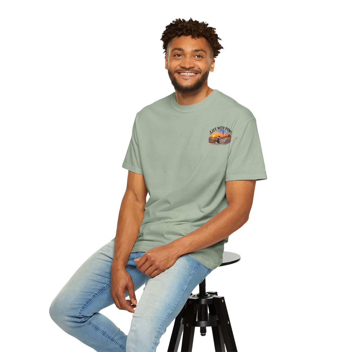 Life With Paws T-Shirt — New Jersey Shore Dog Sunset Tee