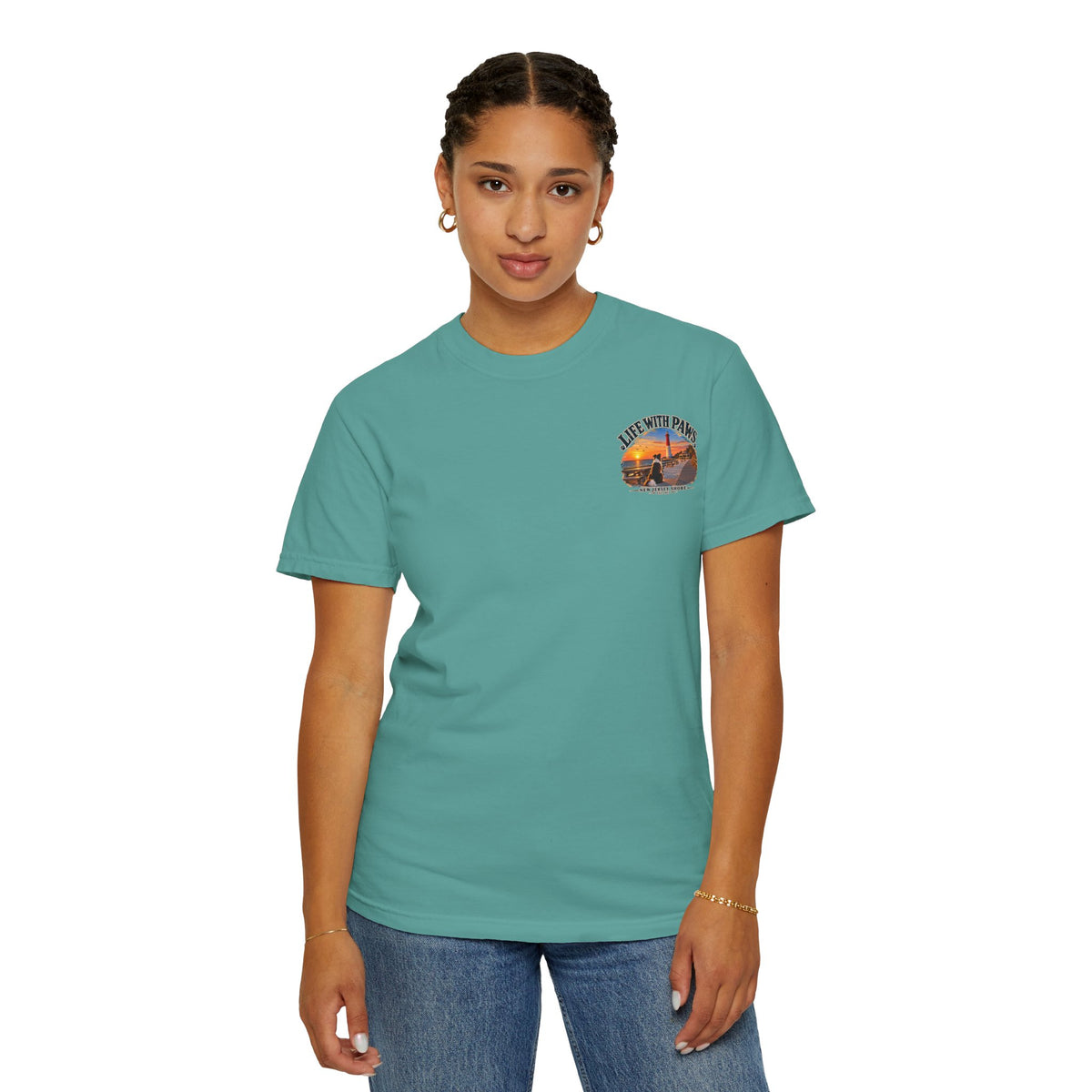 Life With Paws T-Shirt — New Jersey Shore Dog Sunset Tee