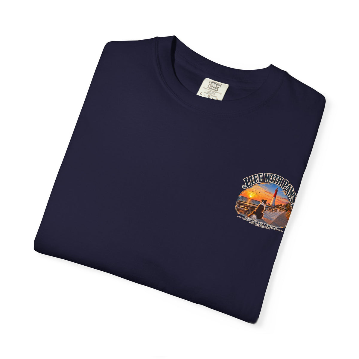 Life With Paws T-Shirt — New Jersey Shore Dog Sunset Tee