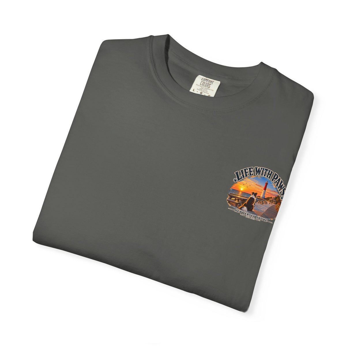 Life With Paws T-Shirt — New Jersey Shore Dog Sunset Tee