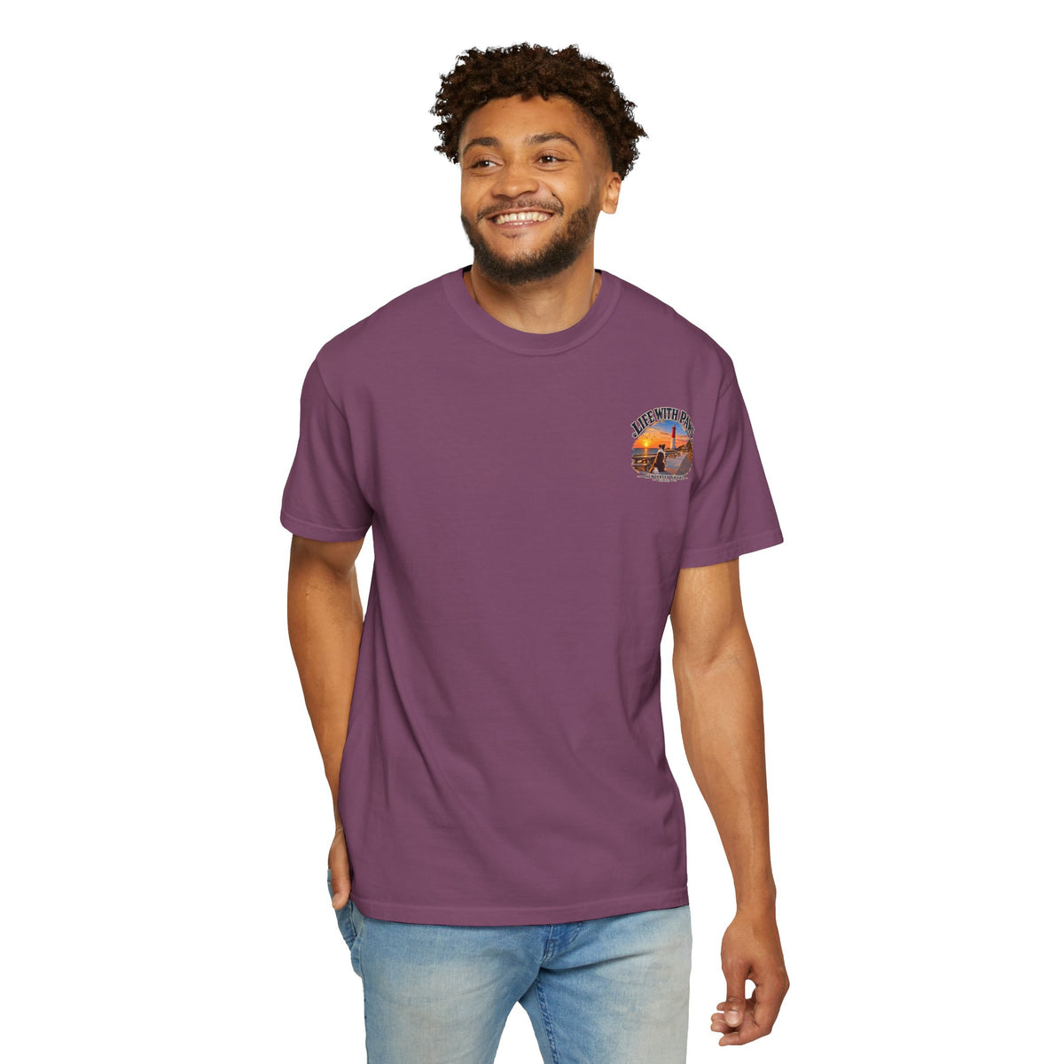 Life With Paws T-Shirt — New Jersey Shore Dog Sunset Tee