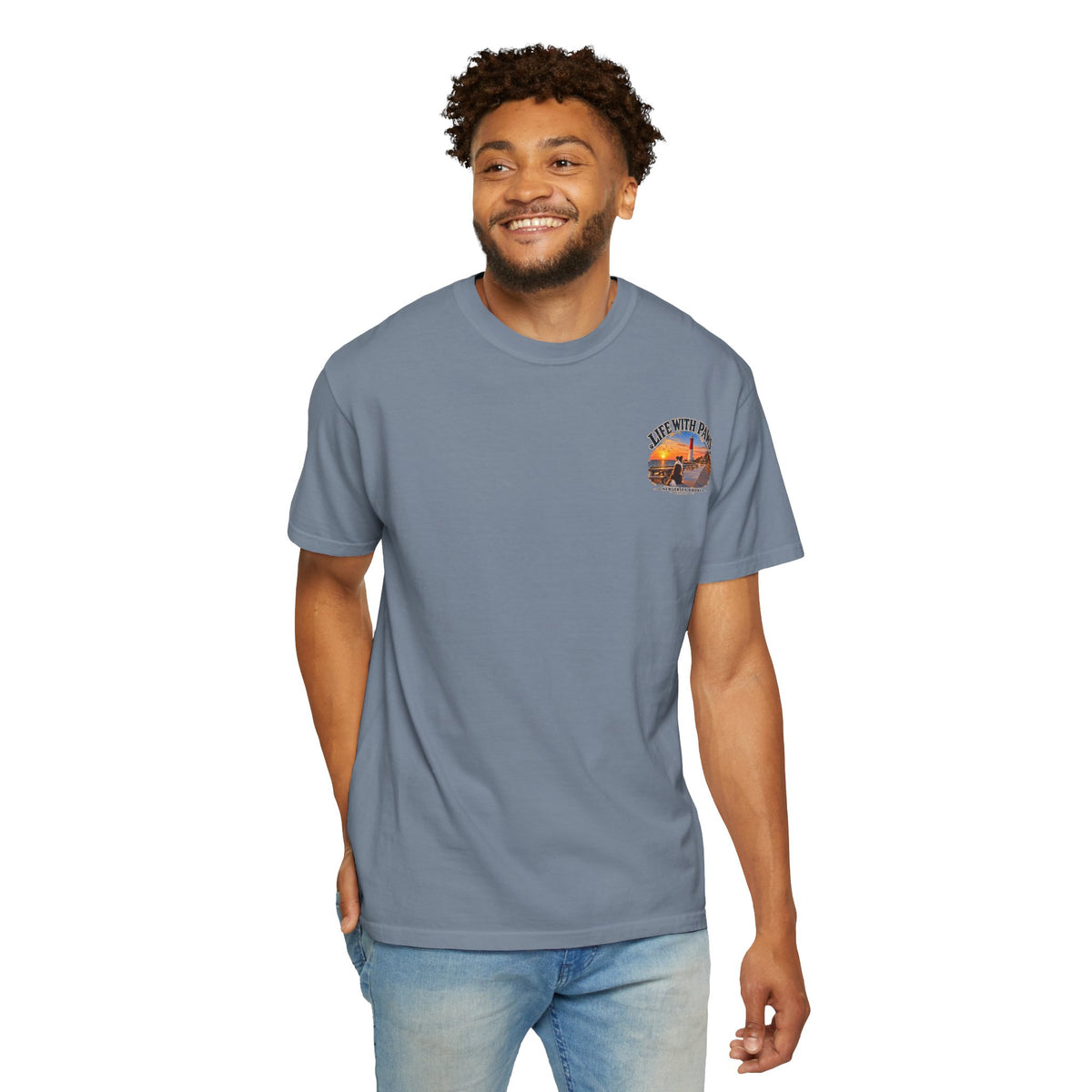 Life With Paws T-Shirt — New Jersey Shore Dog Sunset Tee