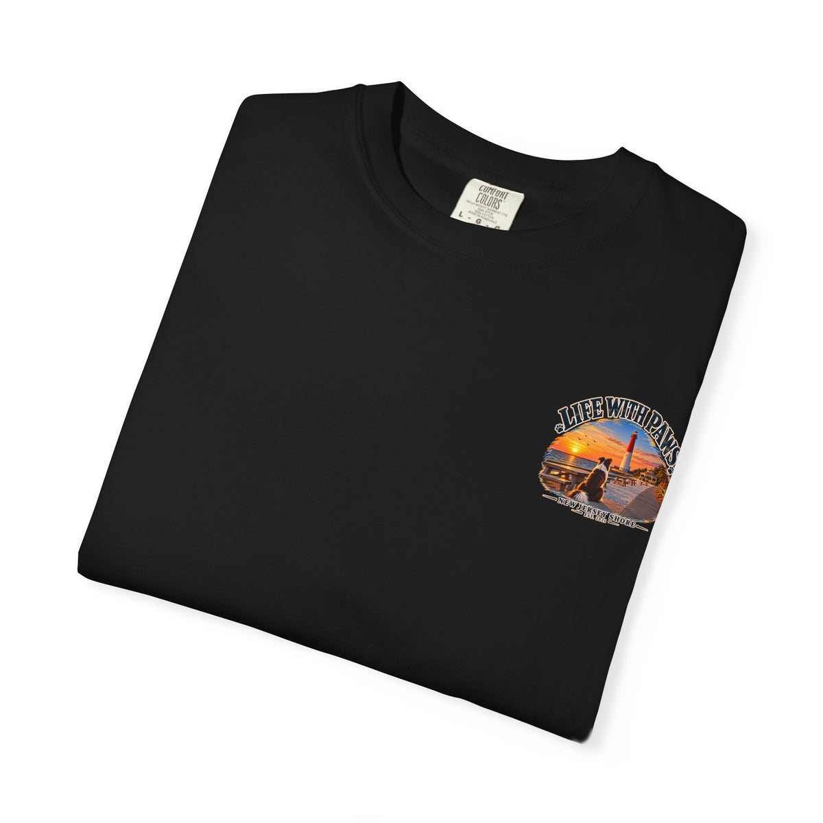 Life With Paws T-Shirt — New Jersey Shore Dog Sunset Tee