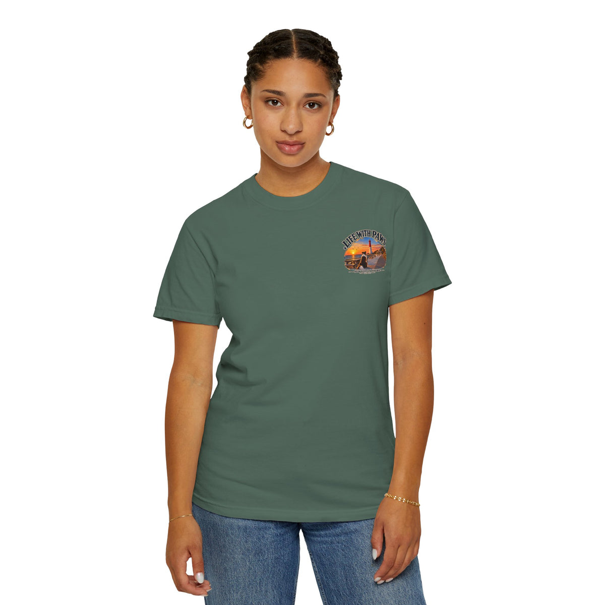 Life With Paws T-Shirt — New Jersey Shore Dog Sunset Tee