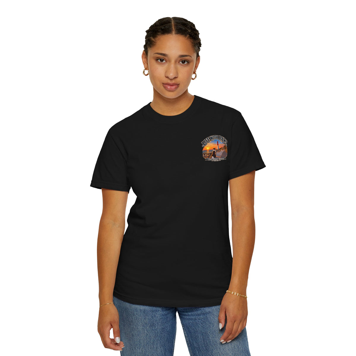 Life With Paws T-Shirt — New Jersey Shore Dog Sunset Tee